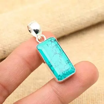 Ювелирный кулон ручной работы из стерлингового серебра 925 пробы с бирюзовым камнем Santa Rosa 1.75 Inches синий