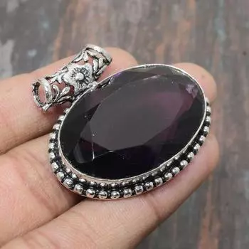 Ювелирный кулон ручной работы из стерлингового серебра 925 пробы с аметистом для женщин 1.77 Inches фиолетовый