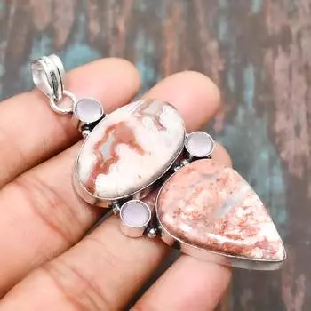 Ювелирный кулон ручной работы из стерлингового серебра 925 пробы с бабочкой и яшмой на День благодарения 2.95 Inches розовый