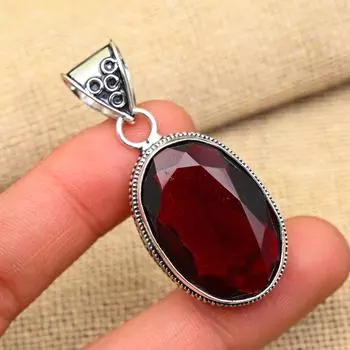 Ювелирный кулон ручной работы из стерлингового серебра 925 пробы с красным гранатом для женщин 2 Inches красный