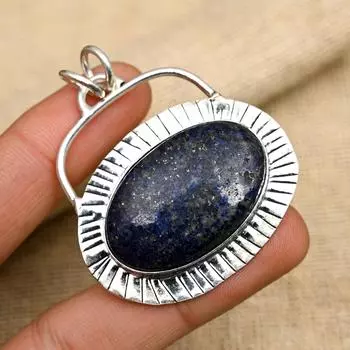 Ювелирный кулон ручной работы из стерлингового серебра 925 пробы с лазуритом и драгоценным камнем для нее