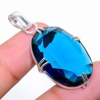 Ювелирный кулон ручной работы из стерлингового серебра 925 пробы с кварцем иолитом 1,85 дюйма R0p10 синий