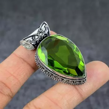 Ювелирный кулон ручной работы из стерлингового серебра 925 пробы с натуральным драгоценным камнем перидот 1,89 дюйма K1n64