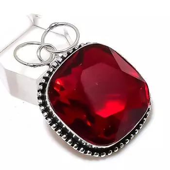 Ювелирный кулон ручной работы из стерлингового серебра 925 пробы с натуральным гранатом 1,65 дюйма T3A28
