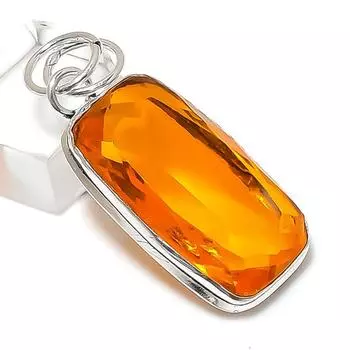 Ювелирный кулон ручной работы из стерлингового серебра 925 пробы с натуральным цитрином 1,77 дюйма r7h44