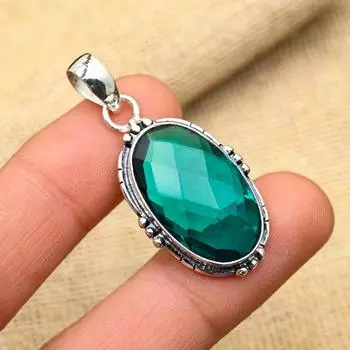 Ювелирный кулон ручной работы из стерлингового серебра 925 пробы с индиколитом для нее 1.75 Inches синий