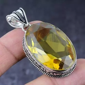 Ювелирный кулон ручной работы из стерлингового серебра 925 пробы с натуральным цитрином 2,13 дюйма k8z45