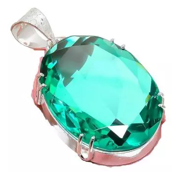 Ювелирный кулон ручной работы из стерлингового серебра 925 пробы с зеленым турмалином 2,17 дюйма AH-781 2.2 зелёный
