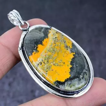 Ювелирный кулон ручной работы из стерлингового серебра 925 пробы с натуральным шмелем и яшмой 2,56 дюйма w4J50