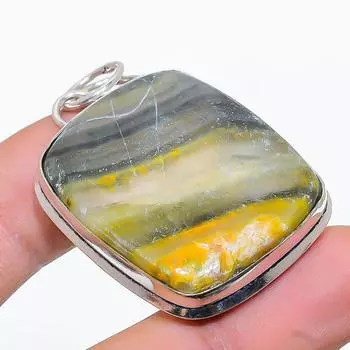 Ювелирный кулон ручной работы из стерлингового серебра 925 пробы с натуральным шмелем и яшмой 1,97 дюйма j5Y19