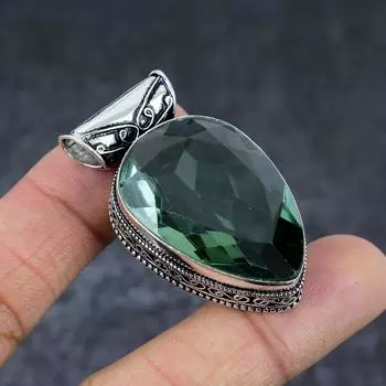Ювелирный кулон ручной работы из стерлингового серебра 925 пробы с натуральным драгоценным камнем перидот 1,97 дюйма F2e57
