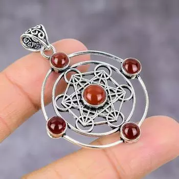 Ювелирный кулон ручной работы из стерлингового серебра 925 пробы с драгоценным камнем сердоликом 2,17 дюйма H9Z49