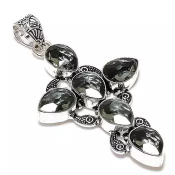 Ювелирный кулон ручной работы из стерлингового серебра 925 пробы с зеленым аметистом 2,88 дюйма L0W85