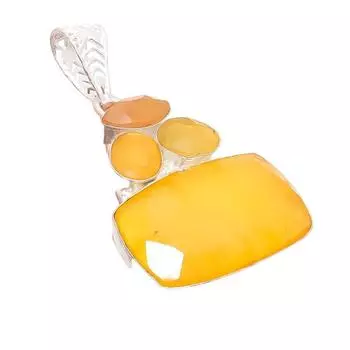 Ювелирный кулон ручной работы из стерлингового серебра 925 пробы с желтым сапфиром 2,17 дюйма AH-5295 2.17 жёлтый