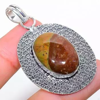 Ювелирный кулон ручной работы из стерлингового серебра 925 пробы с драгоценным камнем Mookaite 2,13 дюйма J8T64 красный