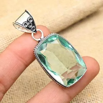 Ювелирный кулон ручной работы из стерлингового серебра 925 пробы с акваапатитом и драгоценным камнем ко Дню памяти 2 Inches синий