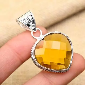 Ювелирный кулон ручной работы из стерлингового серебра 925 пробы с прекрасным медовым топазом для нее 1.80 Inches оранжевый