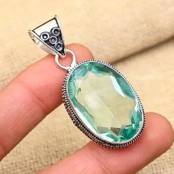 Ювелирный кулон ручной работы из стерлингового серебра 925 пробы с акваапатитом и драгоценным камнем ко Дню памяти 2 Inches синий