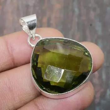 Ювелирный кулон ручной работы из стерлингового серебра 925 пробы с драгоценным камнем перидот для нее 1.58 Inches