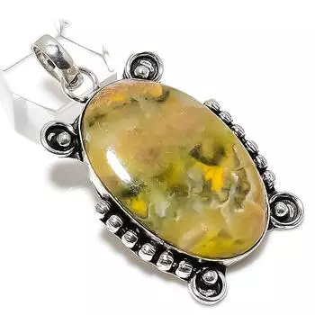 Ювелирный кулон ручной работы из стерлингового серебра 925 пробы с натуральным шмелем и яшмой 2,17 дюйма y0o49