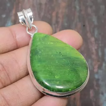 Ювелирный кулон ручной работы из стерлингового серебра 925 пробы с зеленым лабрадоритом и драгоценным камнем на День Благодарения 2.17 Inches зелёный