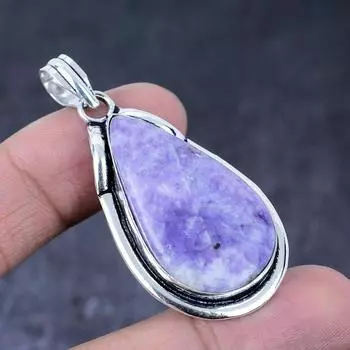Ювелирный кулон ручной работы из стерлингового серебра 925 пробы с натуральным камнем лепидолит 2,21 дюйма y3S77