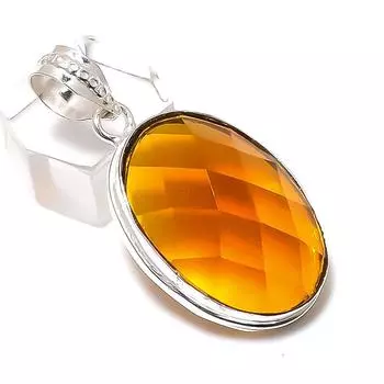 Ювелирный кулон ручной работы из стерлингового серебра 925 пробы с натуральным цитрином 1,77 дюйма P1y30
