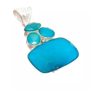 Ювелирный кулон ручной работы из стерлингового серебра 925 пробы с изумрудным камнем 1,97 дюйма AH-5255 2.17 зелёный