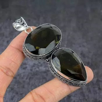 Ювелирный кулон ручной работы из стерлингового серебра 925 пробы с натуральным драгоценным камнем перидот 3,35 дюйма G9j59