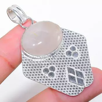 Ювелирный кулон ручной работы из стерлингового серебра 925 пробы с золотым рутилом и драгоценным камнем 2,29 дюйма J2v52 золотистый