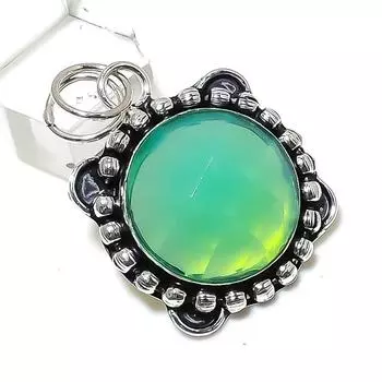 Ювелирный кулон ручной работы из стерлингового серебра 925 пробы с зеленым кунцитом 1,77 дюйма f2N38