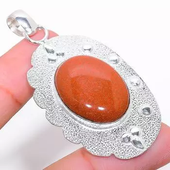 Ювелирный кулон ручной работы из стерлингового серебра 925 пробы с красным солнечным камнем 2,48 дюйма M3q54 красный