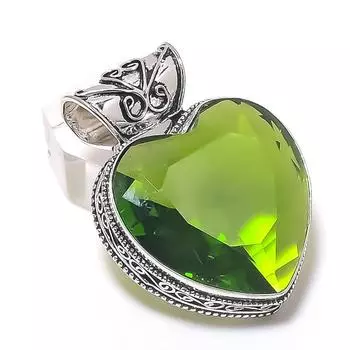 Ювелирный кулон ручной работы из стерлингового серебра 925 пробы с драгоценным камнем перидот 1,77 дюйма u9a86