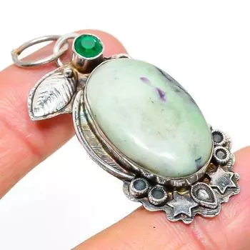 Ювелирный кулон ручной работы из стерлингового серебра 925 пробы с каммереритом 2,17 дюйма S3G96