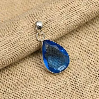 Ювелирный кулон ручной работы из стерлингового серебра 925 пробы с танзанитом для женщин 1.50 Inches синий