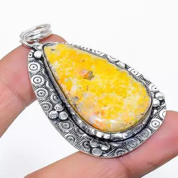 Ювелирный кулон ручной работы из стерлингового серебра 925 пробы с натуральным шмелем и яшмой 2,44 дюйма O5K39