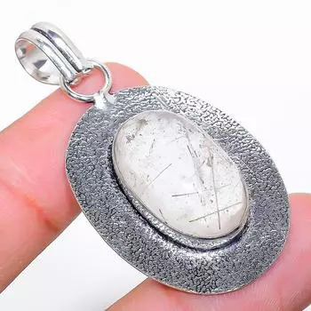 Ювелирный кулон ручной работы из стерлингового серебра 925 пробы с золотым рутилом и драгоценным камнем 1,97 дюйма I6c82 золотистый