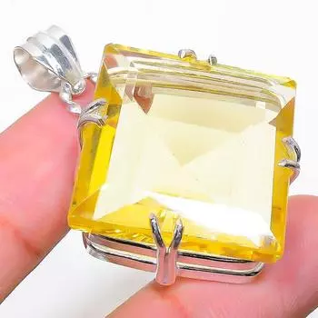Ювелирный кулон ручной работы из стерлингового серебра 925 пробы с цитрином, 1,77 дюйма, q0N46 жёлтый