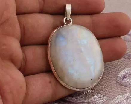 5 шт. Подвески из смешанных драгоценных камней с лунным камнем и аметистом, партия из стерлингового серебра 925 пробы, с покрытием Free Size белый