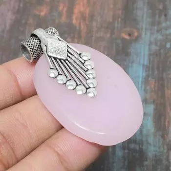 Ювелирный кулон ручной работы из твердого серебра 925 пробы с розовым халцедоном и драгоценным камнем 1.77 Inches розовый