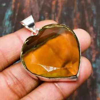 Ювелирный кулон ручной работы из твердого серебра 925 пробы с цитрином и драгоценными камнями 1.70 Inches жёлтый