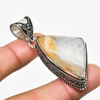 Ювелирный кулон ручной работы с агатом и серебром 925 пробы, 2,08 дюйма 2.08 красный