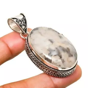 Ювелирный кулон ручной работы с агатом и океанским дымом, посеребренный 925 пробы, 2,08 дюйма 2.08 чёрный