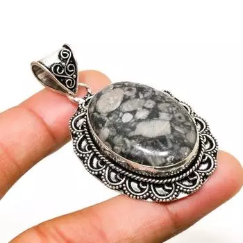 Ювелирный кулон ручной работы с агатом и океанским дымом, посеребренный 925 пробы, 2,08 дюйма 2.08 чёрный