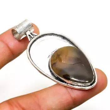 Ювелирный кулон ручной работы с агатом и серебром 925 пробы, 2,08 дюйма 2.08 красный