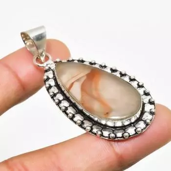 Ювелирный кулон ручной работы с агатом и серебром 925 пробы, 2,08 дюйма 2.08 красный