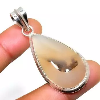 Ювелирный кулон ручной работы с агатом Монтана 925 пробы, посеребренный, 2,08 дюйма 2.08 коричневый