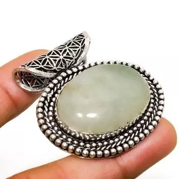 Ювелирный кулон ручной работы с аквамарином и серебряным покрытием 925 пробы, 1,51 дюйма 1.51 цвет морской волны