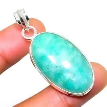 Ювелирный кулон ручной работы с амазонитом 925 пробы, посеребренный, 1,81 дюйма 1.81 синий