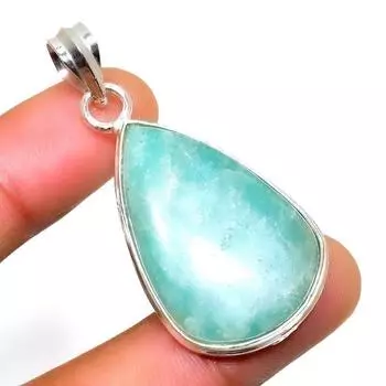 Ювелирный кулон ручной работы с амазонитом 925 пробы, посеребренный, 1,89 дюйма 1.89 синий